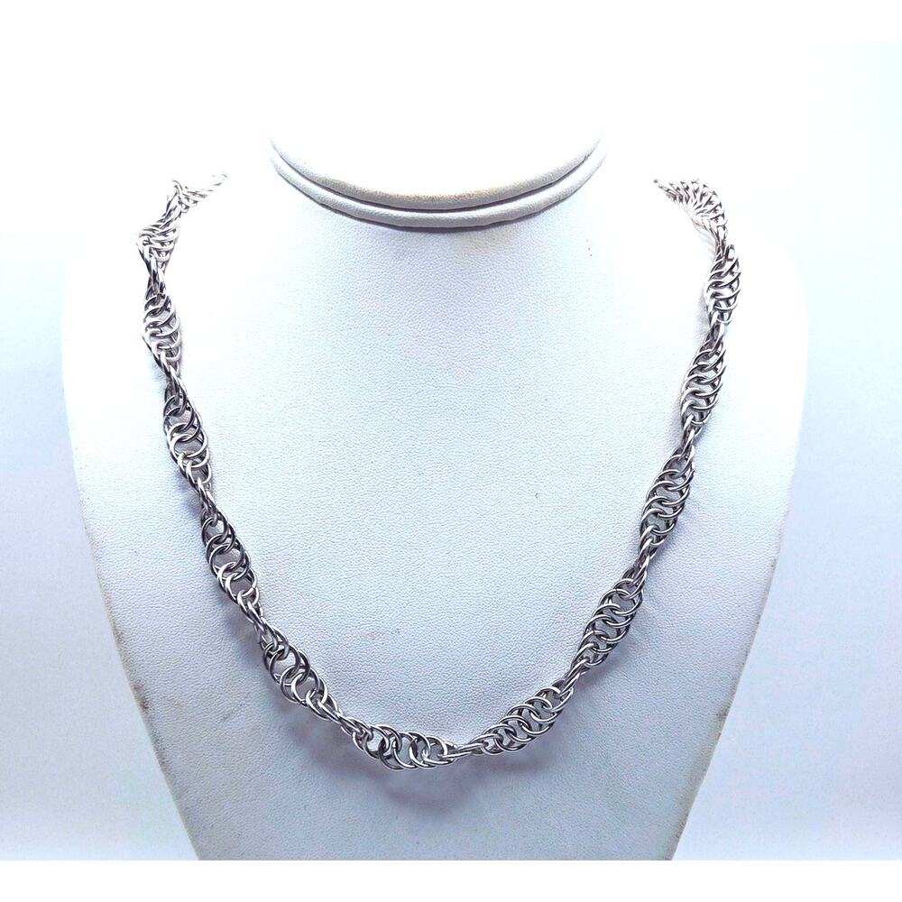 Hand Crafted Chainmaille Stainless Steel Spiral Rope Necklace 18" Unisex